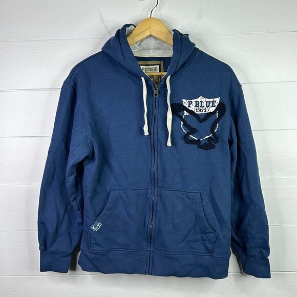 PACIFIC BLUE Blue Eagle Full Zipper Hoodie Jacket Size Small‎ - Picture 1 of 10